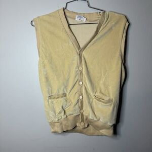 Saturdays In California Vintage Vtg Mens Yellow Grandpa Vest Size Large L